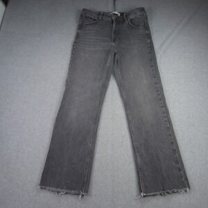 ZARA Jeans‎ Womens 4 Gray High Waisted Cropped Flare Raw Hem Denim